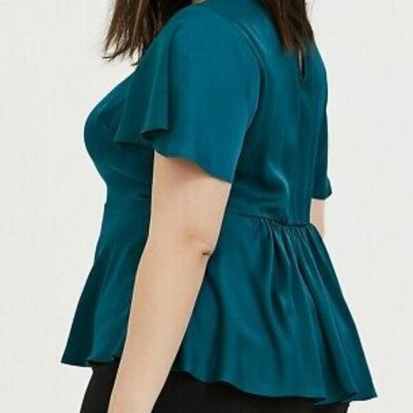 NWT TORRID | Teal Short Sleeve Charm Blouse | Sz. 3X - Picture 2 of 7